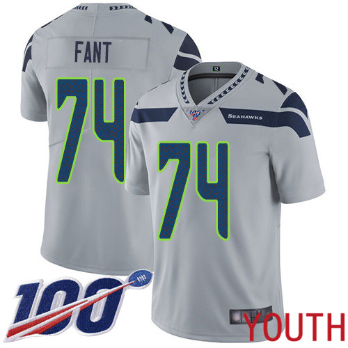 Seattle Seahawks Limited Grey Youth George Fant Alternate Jersey NFL Football #74 100th Season Vapor Untouchable->women nfl jersey->Women Jersey